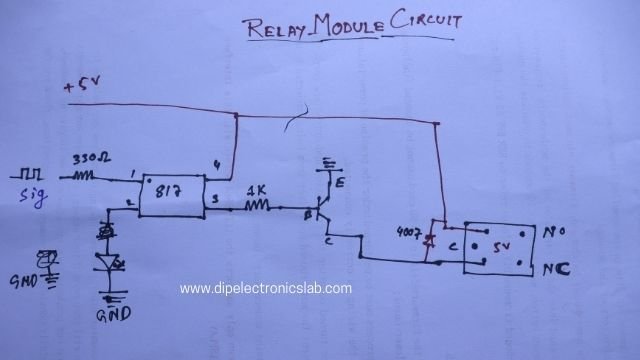 Circuit diagram of Relay Module with Optocoupler