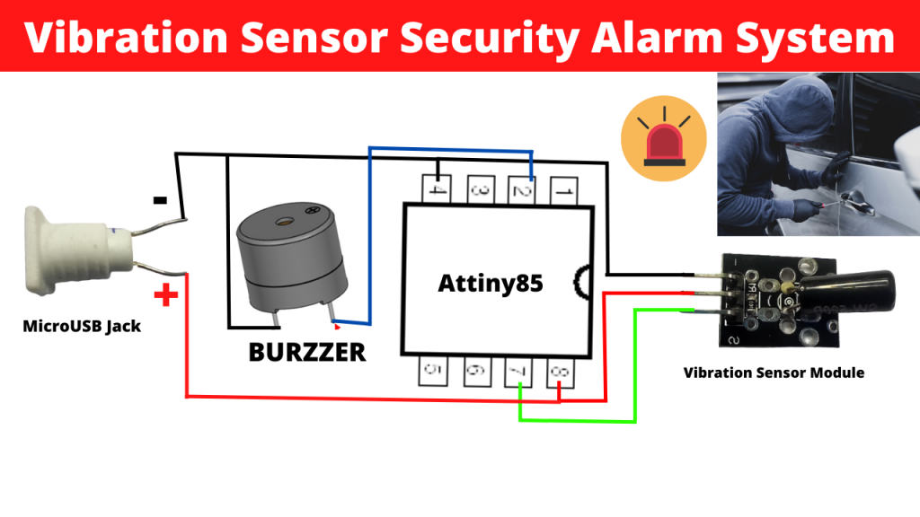 Security Alarm System using vibration Sensor