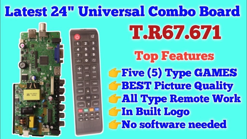 Latest LED TV Main Board for 24" TV T.R67.671 with five types games