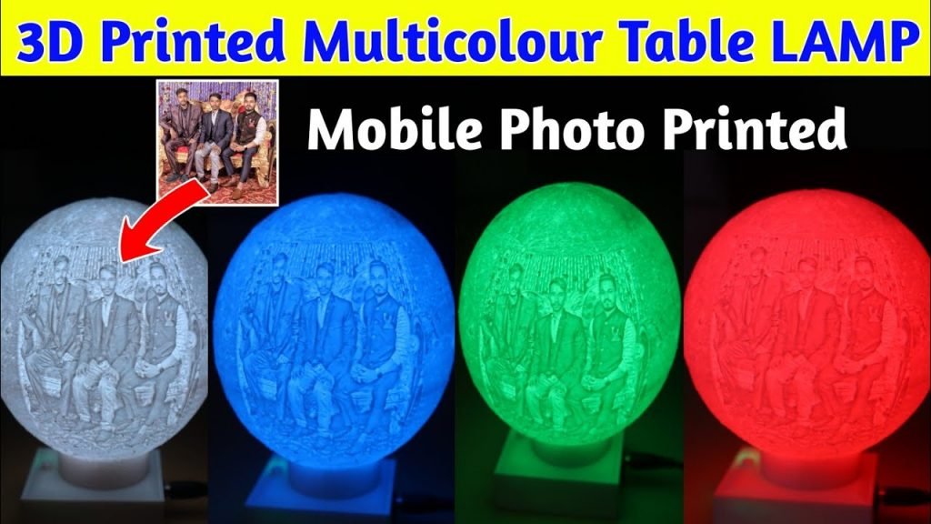 3D Printed Multicolor table Lamp with customized mobile picture