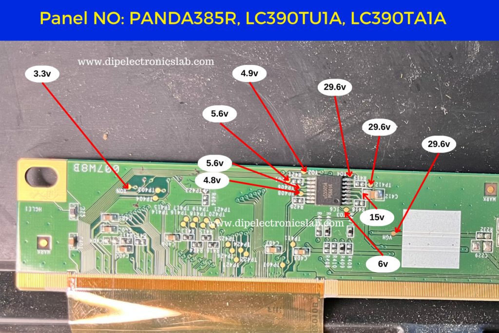 Panel NO PANDA385R, LC390TU1A, LC390TA1A voltage data