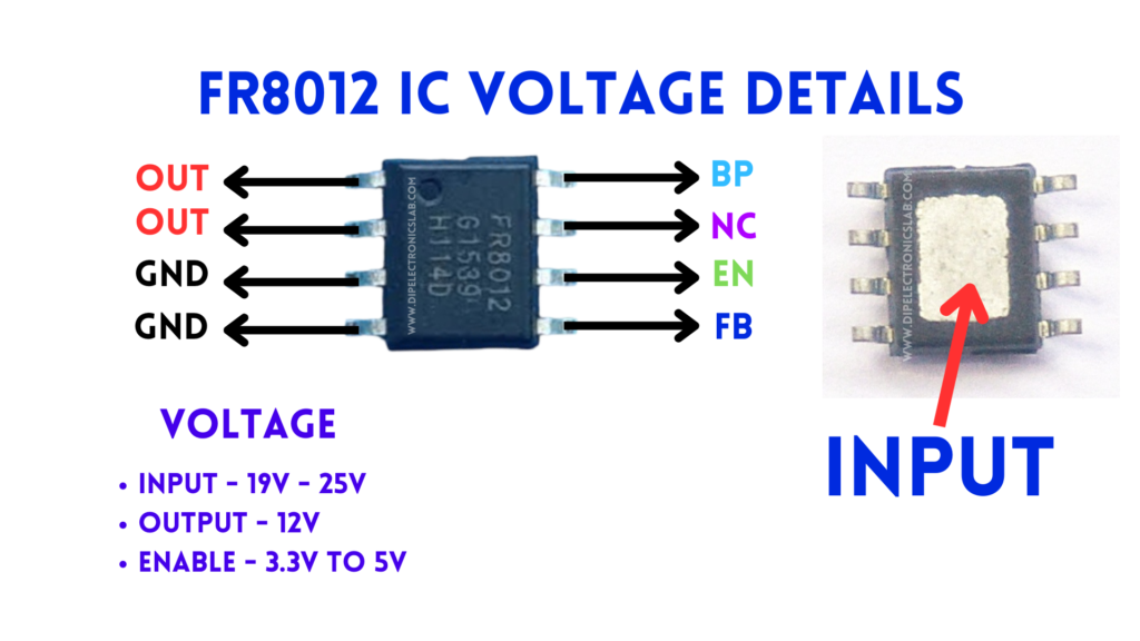 FR8012 IC Datasheet Voltage Charte and Pin details